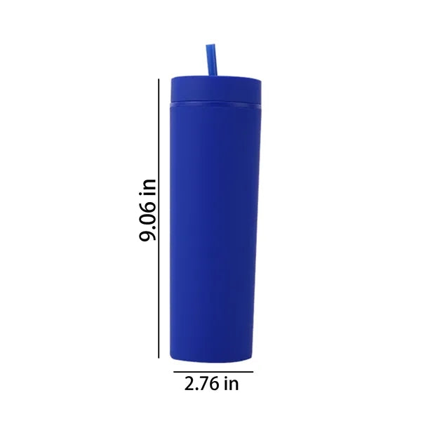 16oz Double Wall Straw Plastic Cup
