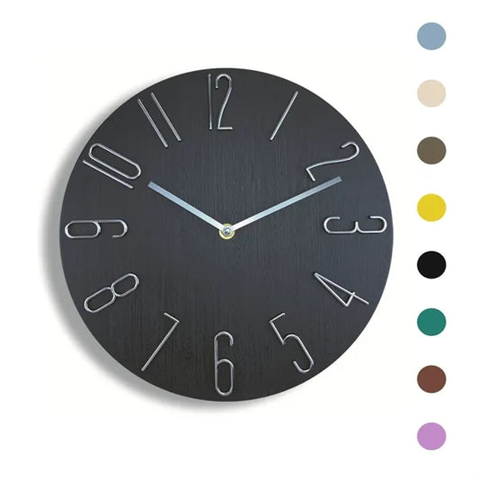 Silent Plastic Wall Clock 12 Inch Round