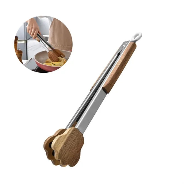 Natural Wood Kitchen Tongs For Cooking And Serving