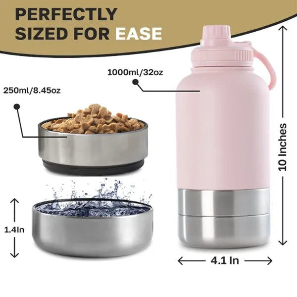 32Oz 3-In-1 Travel Water Bottle For Dogs & Humans