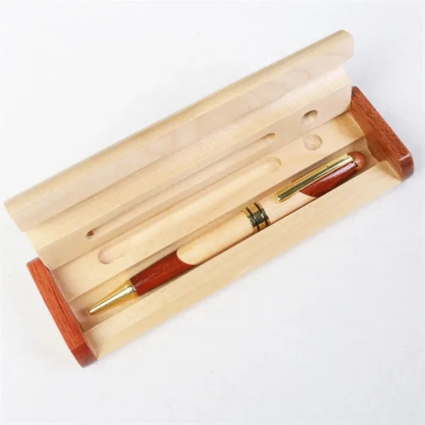 Inlaid Wood and Maple Pen & Business Card Holder Set