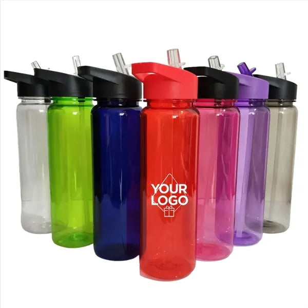 23oz Plastic Sports Water Bottle with Straw Lid