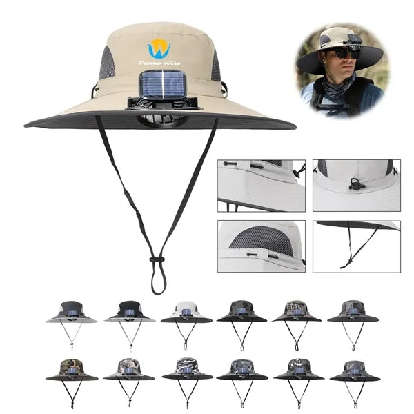 Solar Fan Charging Outdoor Sun Protection Men'S Bucket Hat