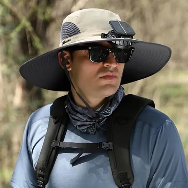 Solar Fan Charging Outdoor Sun Protection Men'S Bucket Hat