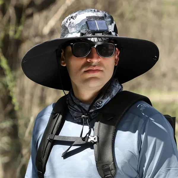 Solar Fan Charging Outdoor Sun Protection Men'S Bucket Hat