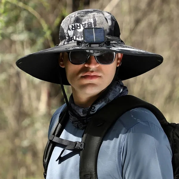 Solar Fan Charging Outdoor Sun Protection Men'S Bucket Hat