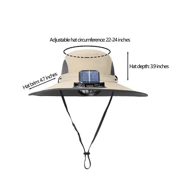 Solar Fan Charging Outdoor Sun Protection Men'S Bucket Hat