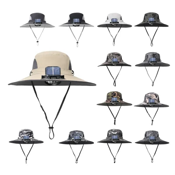 Solar Fan Charging Outdoor Sun Protection Men'S Bucket Hat