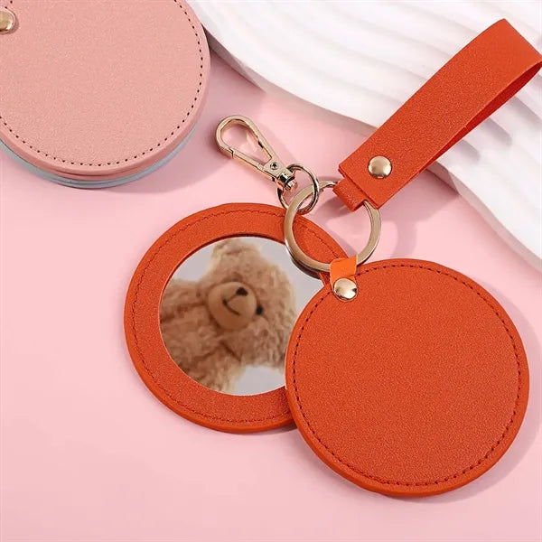 Thank you gift portable keychain round pocket compact mirror