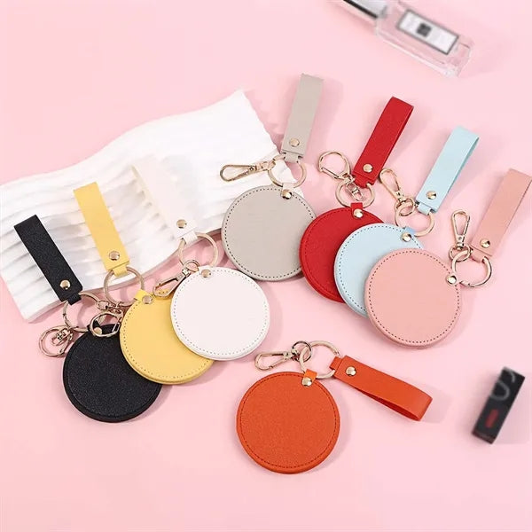 Thank you gift portable keychain round pocket compact mirror