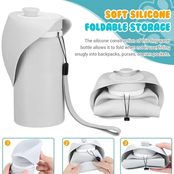 Outdoor Foldable Silicone Pet Drinking Cup With Rope