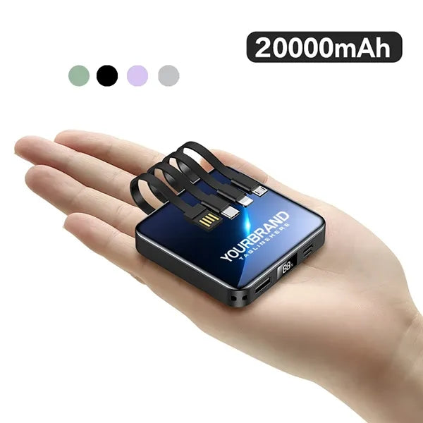 20,000 mAh Portable Power Bank Built-in Charging Cables