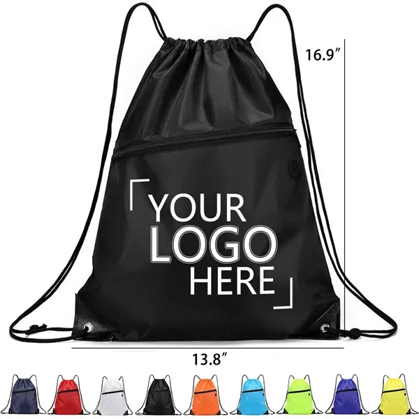 Drawstring Backpack With Zipper Pocket