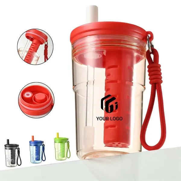 School sports 17 oz bpa-free plastic water bottle with straw