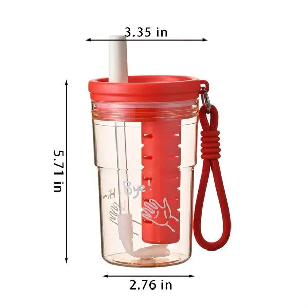 School sports 17 oz bpa-free plastic water bottle with straw