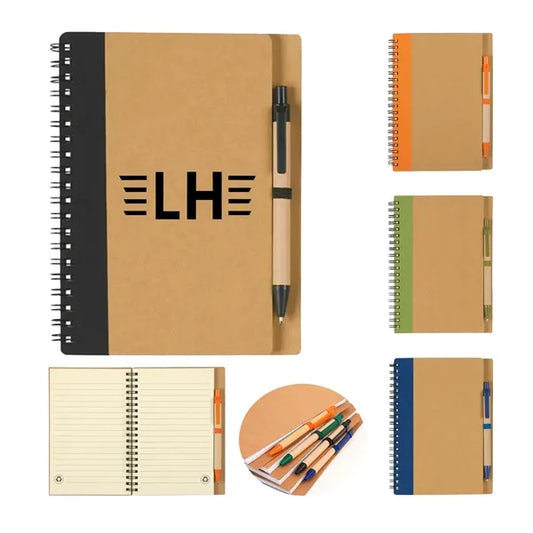 Lined Spiral Notebook With Ballpoint Pen