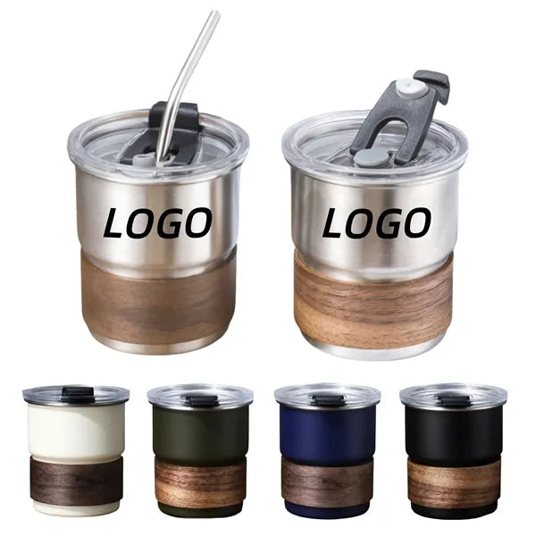 304 Stainless Steel Coffee Cup With Wooden Cup Sleeve