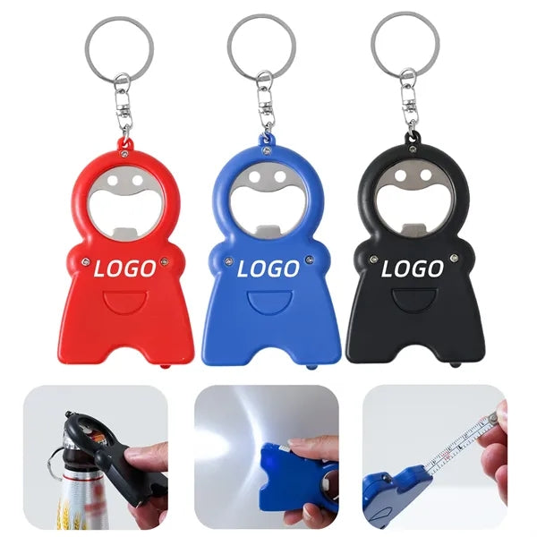 Bottle Opener Keychain With Measuring Tape And LED Light