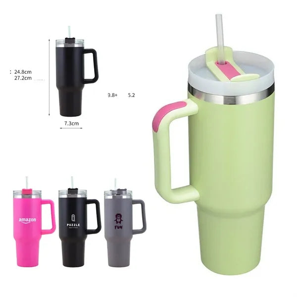 40 oz Tumbler with Handle and Straws