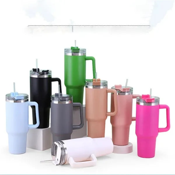 40 oz Tumbler with Handle and Straws