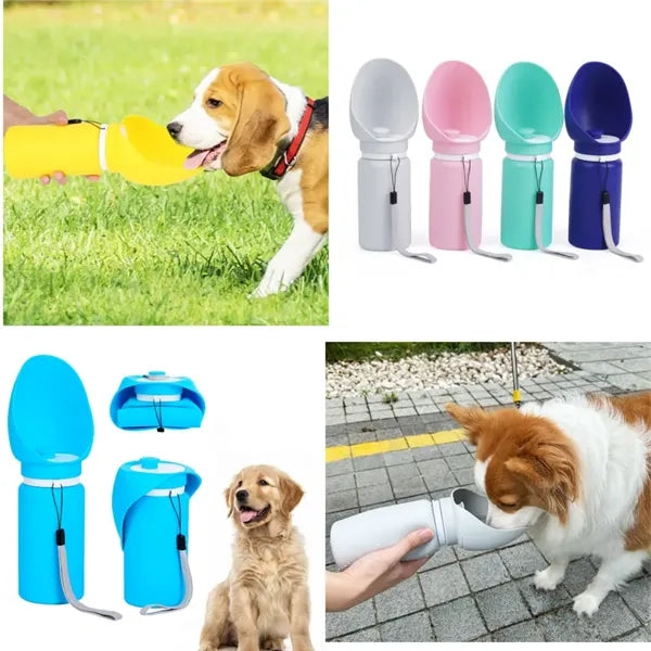 Portable Collapsible Silicone Pet Water Bottle with Bowl