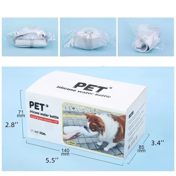 Portable Collapsible Silicone Pet Water Bottle with Bowl