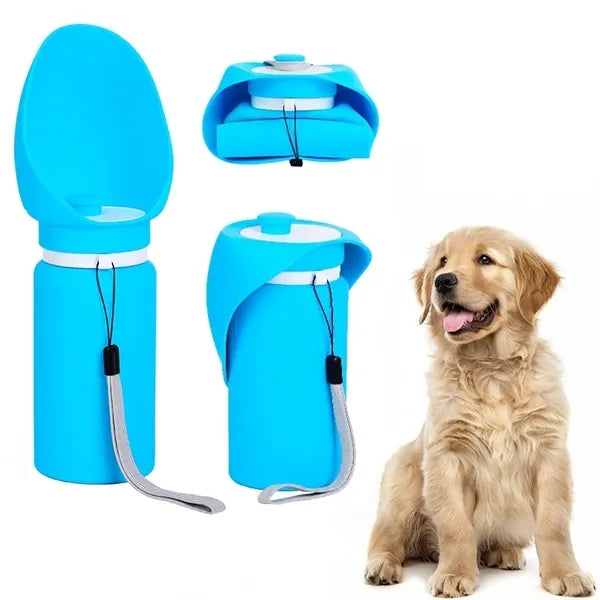 Portable Collapsible Silicone Pet Water Bottle with Bowl