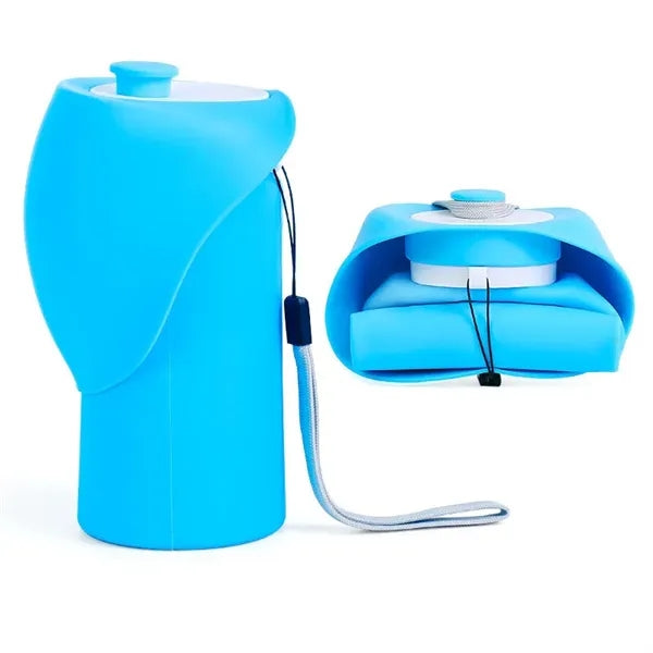 Portable Collapsible Silicone Pet Water Bottle with Bowl