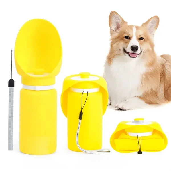 Portable Collapsible Silicone Pet Water Bottle with Bowl