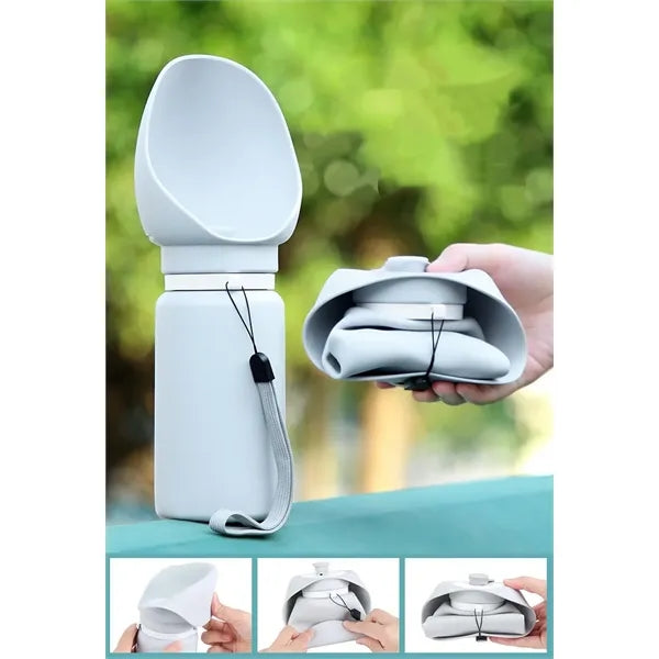 Portable Collapsible Silicone Pet Water Bottle with Bowl