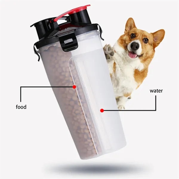 Pet Travel Water Food Bottle Portable Dispenser With Bowl