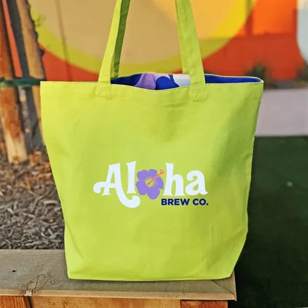 Reversible Colored Cotton Canvas Tote Bag