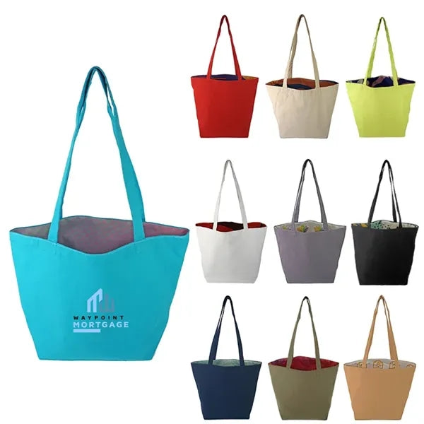 Reversible Colored Cotton Canvas Tote Bag