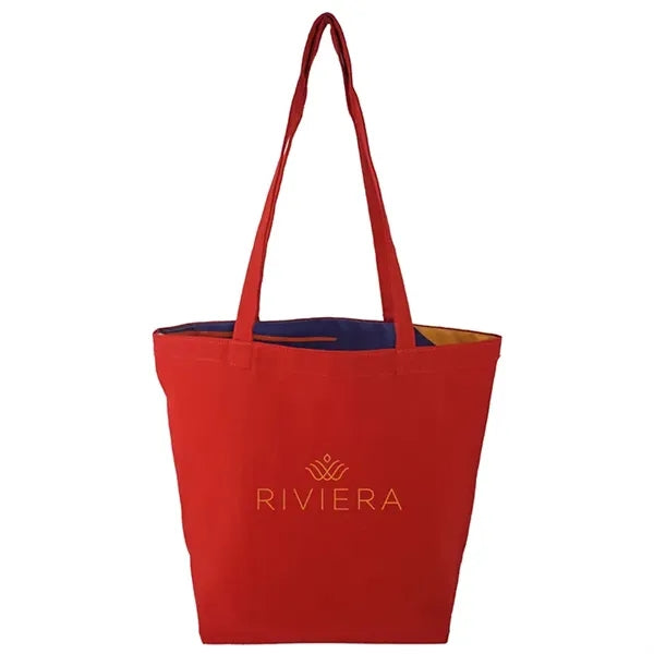 Reversible Colored Cotton Canvas Tote Bag