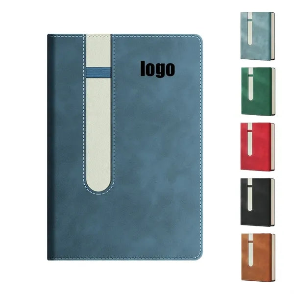 Imitation Leather Notebook With Pen Holder