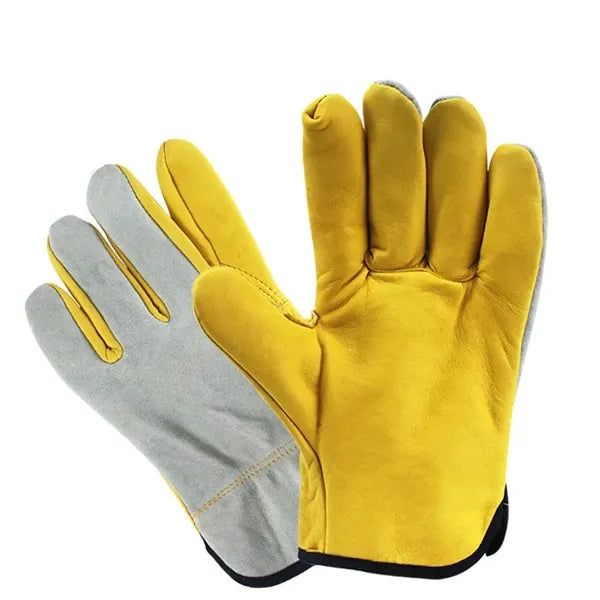 Branded Winter Lined Cowhide Leather Gloves