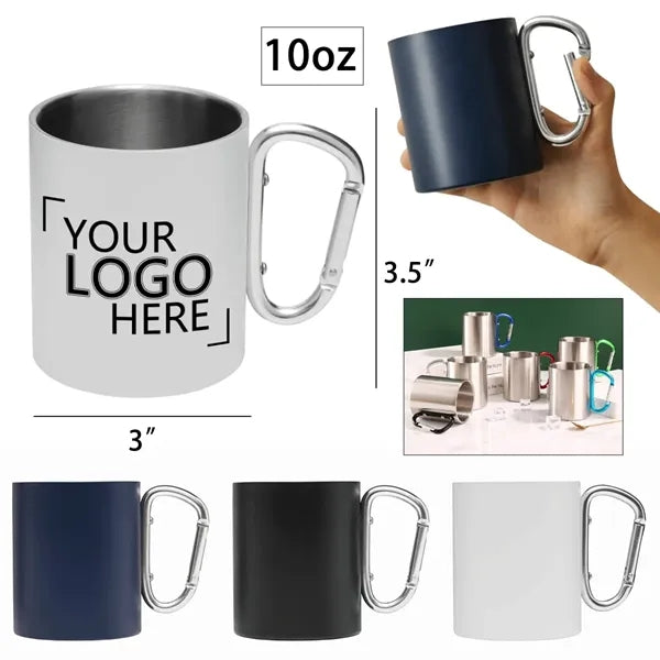 10oz Stainless Steel Mug W/Carabiner