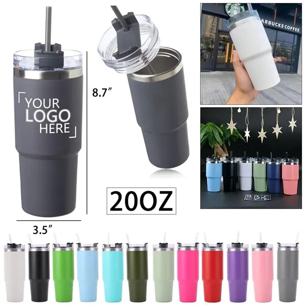 20oz Stainless Steel Tumbler With Lid And Straw