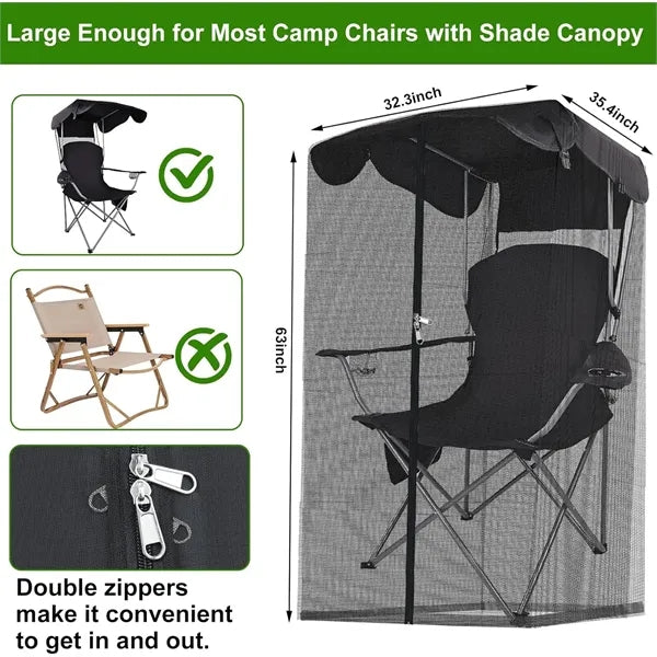 Outdoor Canopy Chair Mosquito Net Cover with Waterproof Roof