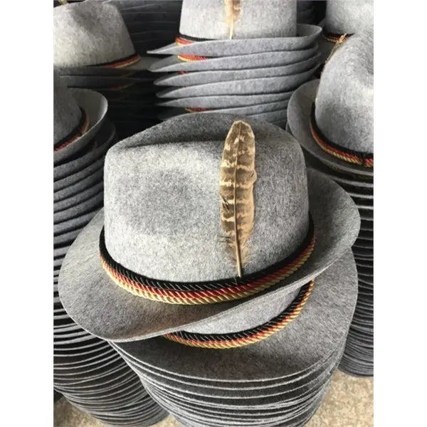 Felt Octoberfest Rope Hat Wool Ribbon Feather Fedora