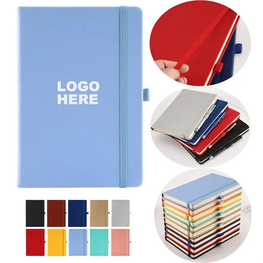 Logo A5 Lined Journal Notebooks with Pen Loop