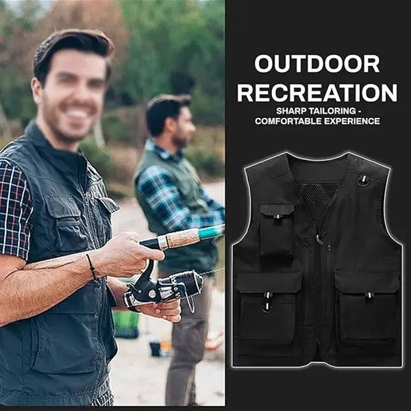 Outdoor teamwork fishing mens vest with multi pockets