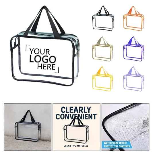 Clear Cosmetic Bag with Zipper and Handles