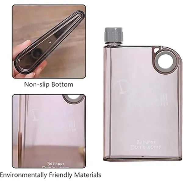 Portable Travel Flat Water Bottle With Cover For Drinks