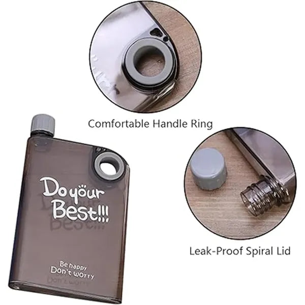 Portable Travel Flat Water Bottle With Cover For Drinks
