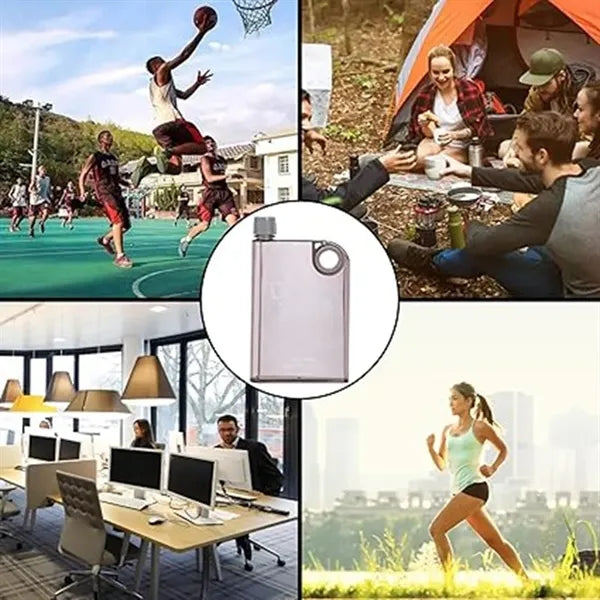 Portable Travel Flat Water Bottle With Cover For Drinks