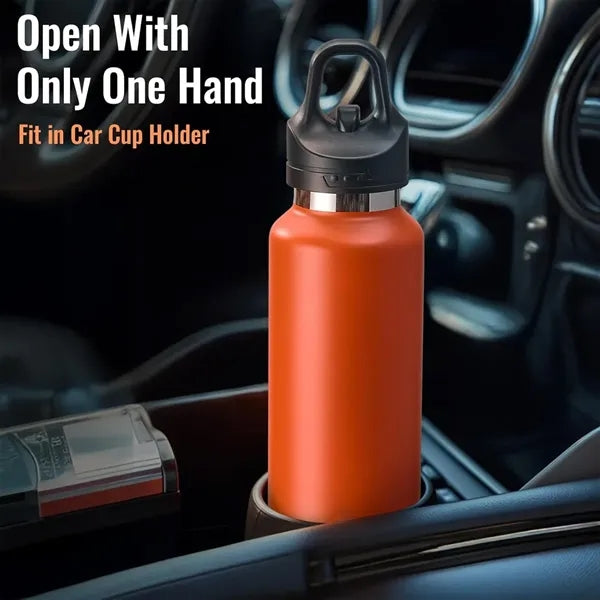 School travel gym one-hand open 24oz insulated water bottle