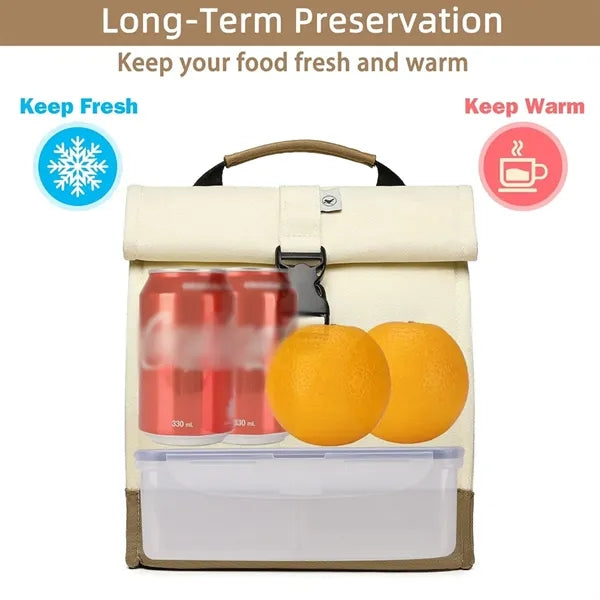 Work office picnic cooler tote rolltop insulated lunch bag