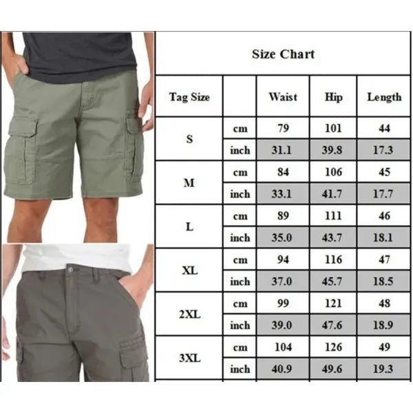 Men's Cargo Workwear Shorts with Multi - Pocket Design