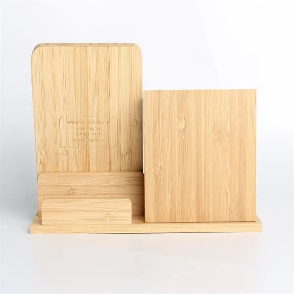 Bamboo Pen Holder Wireless Charger & Desk Organizer